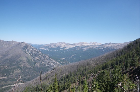 Mountainous landscape from high elevation