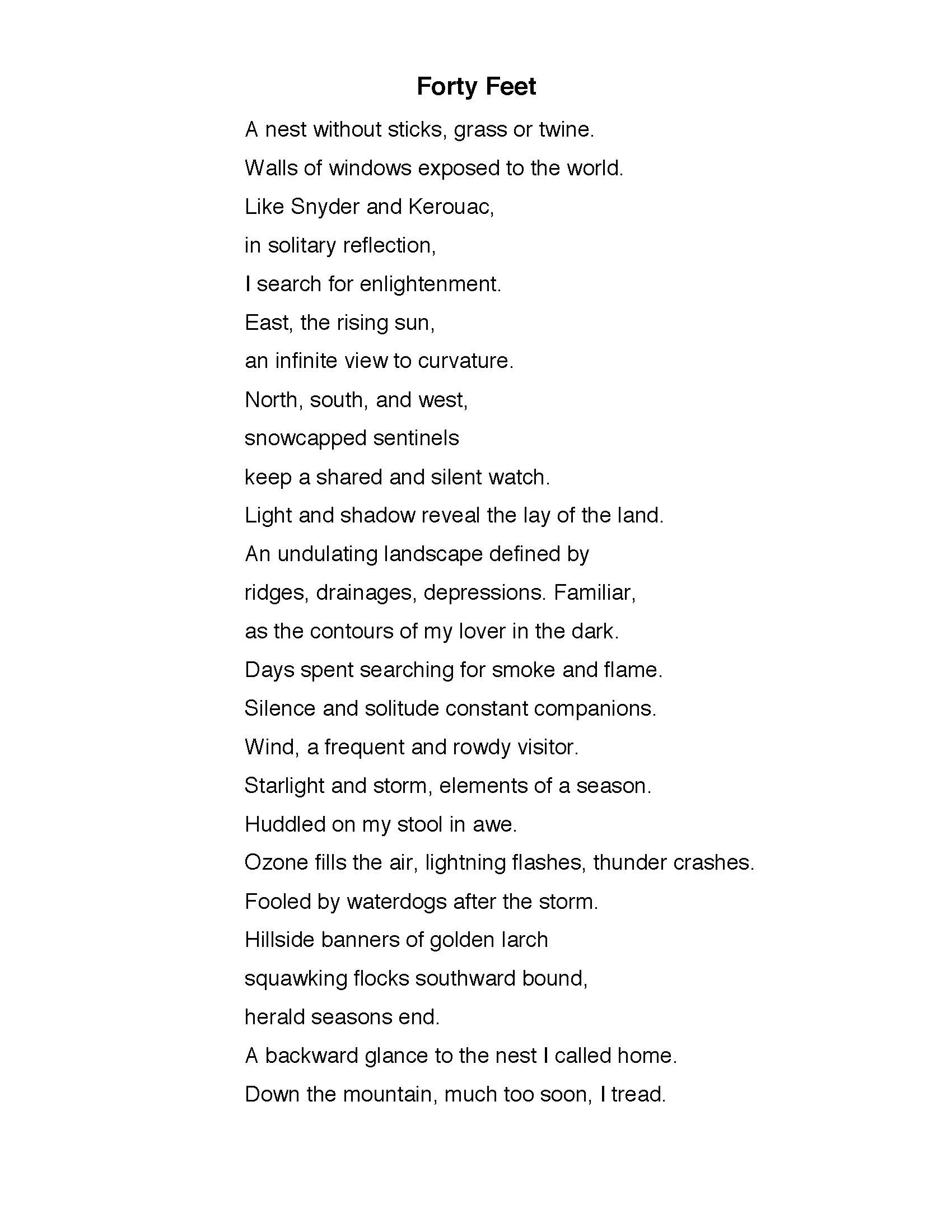 Image of the Forty Feet poem