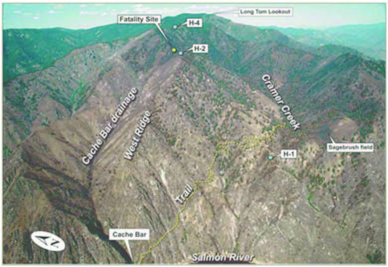 Labeled map showing the region affected by the Cramer Fire