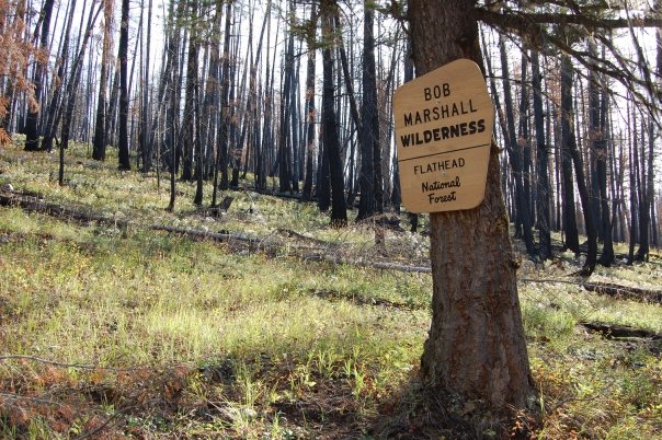 Sign showing the Bob Marshall Wilderness