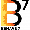 Logo for Behave version 7. A captial B with blackto dark orange to yellow stylized "burn gradient" effect, with a superscript "7" and the text "Behave 7" underneith